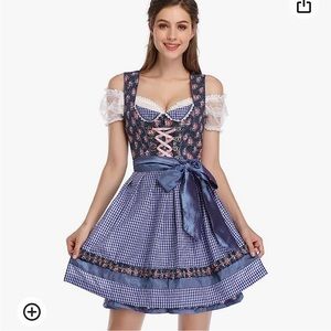 GloryStar Women's Dirndl Dress Traditional Bavarian Beer Garden Oktoberfest